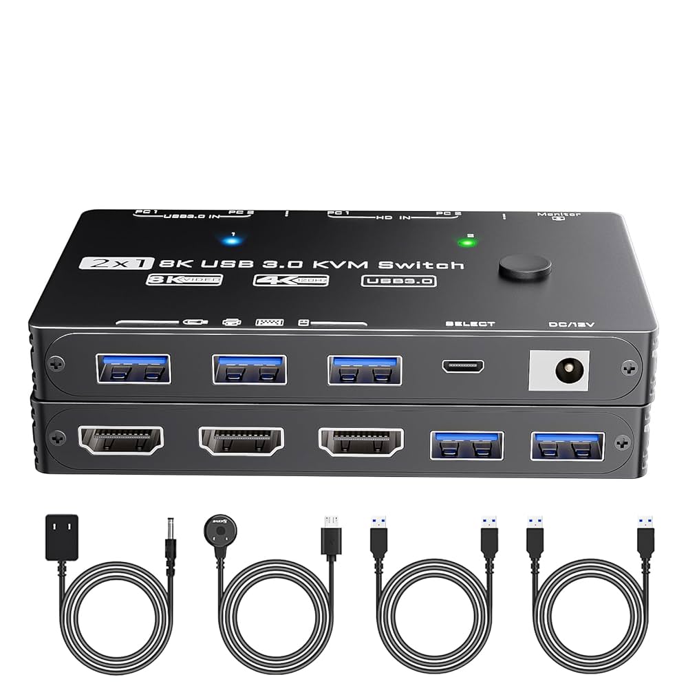 Amazon.com: 8K KVM Switch 1 Monitor 2 Computers 2 Port HDMI